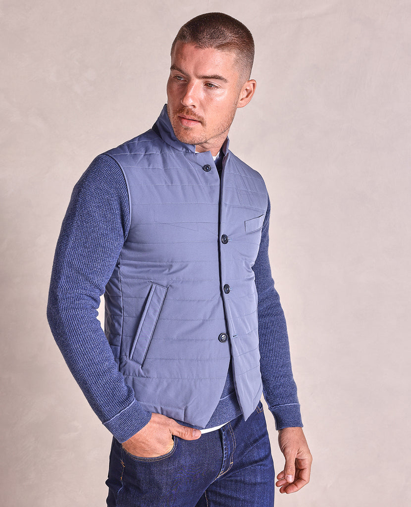 The Beckett Nylon Shell Vest Blue Smoke Rye 51