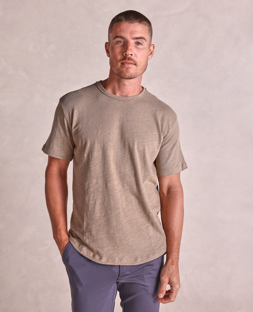 Soft-Washed Slub-Knit Curved-Hem T-Shirt for Men