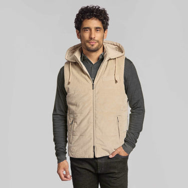 The Ferdinand - Hooded Cord Vest - Oyster