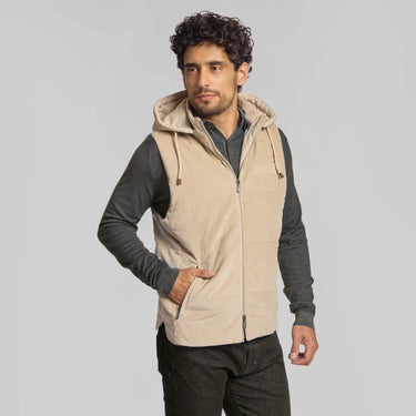 The Ferdinand - Hooded Cord Vest - Oyster