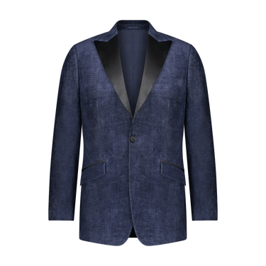 Blue blazer with black lapels on a transparent background