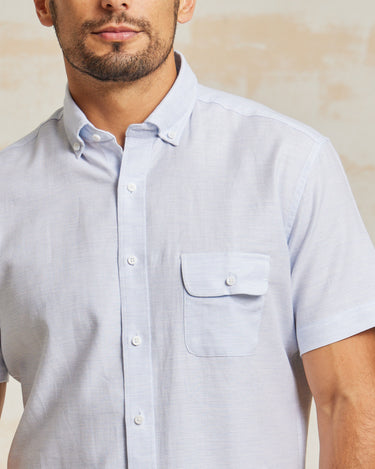 The Dean - BD Cutaway Cotton Linen SS - Blue