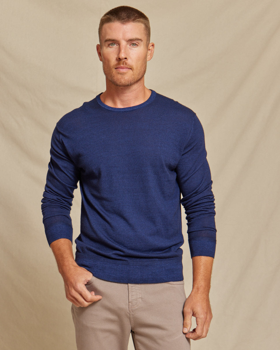 The Banks - LS Lightweight MERINOmax Crew Neck Sweater - Navy