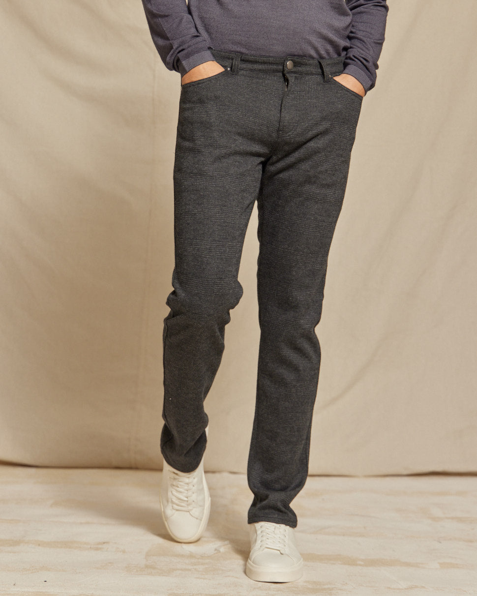 R51 Pant - Brushed Knit 5-Pocket Check - Charcoal Heather