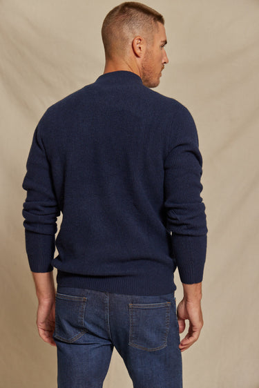 The Kayce - Cashmere 1/4 Zip Sweater - Navy