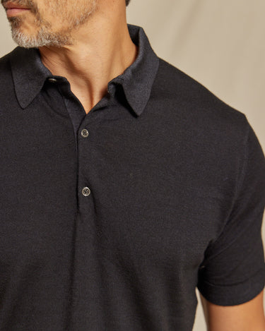 The Cillian - SS Lightweight MERINOmax Polo - Black