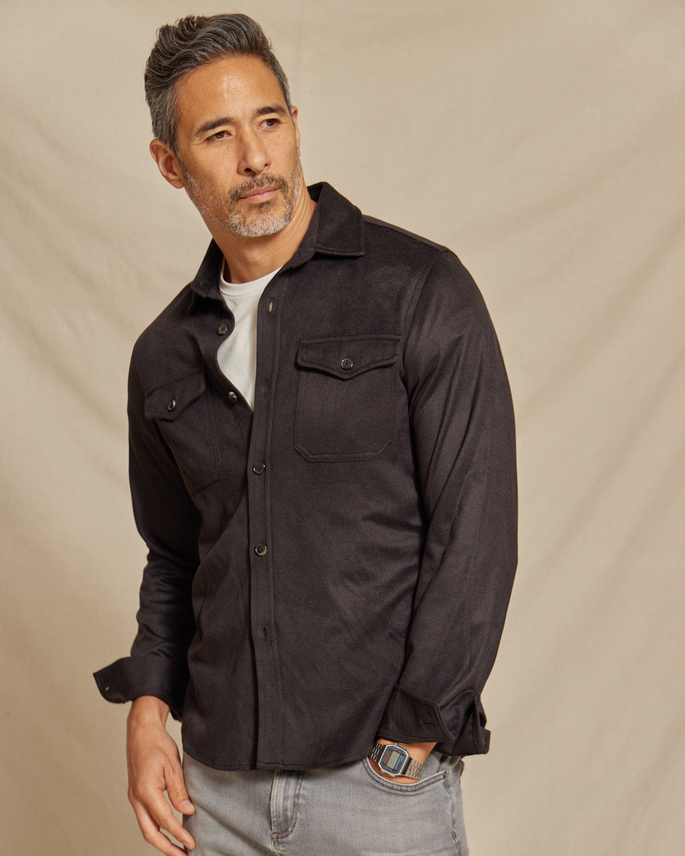 The Connor - Light Weight Wool Tech Shirt Jacket - Black – Rye 51