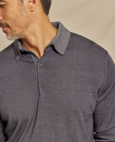 The Harrison - LS Lightweight MERINOmax Polo - Steel