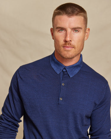 The Harrison - LS Lightweight MERINOmax Polo - Navy