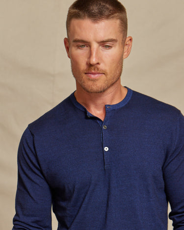 The Maxwell - LS Lightweight MERINOmax Henley Sweater - Navy