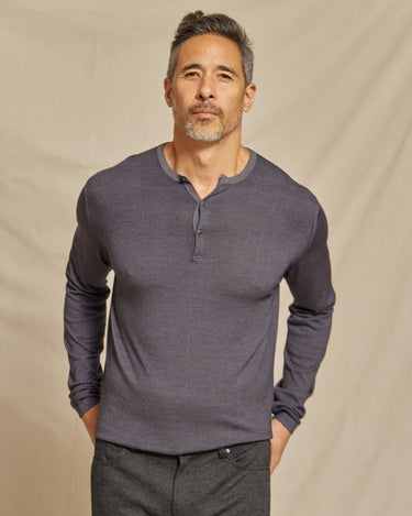 The Maxwell LS Lightweight MERINOmax Henley Sweater Steel – Rye 51