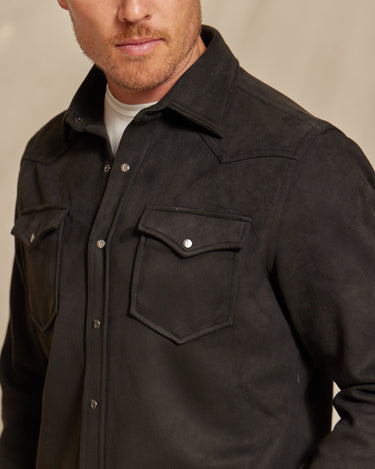The Wyatt - Microsuede Shirt Jacket - Black