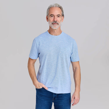 The Ellison - Stretch Oxford Pocket Tee - Light Blue