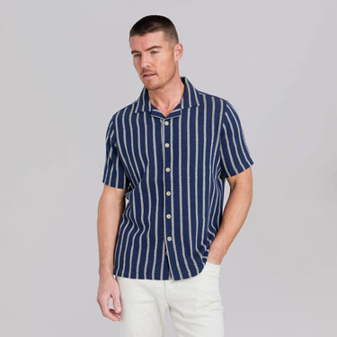 The Capri Striped Cabana Shirt - Navy Stripe
