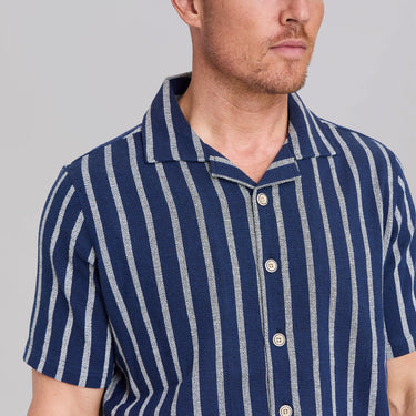 The Capri Striped Cabana Shirt - Navy Stripe