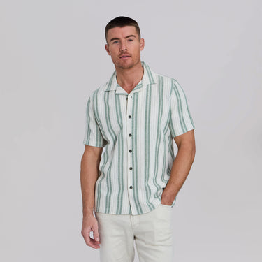 The Capri Striped Cabana Shirt - Green Stripe