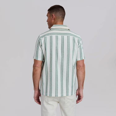 The Capri Striped Cabana Shirt - Green Stripe