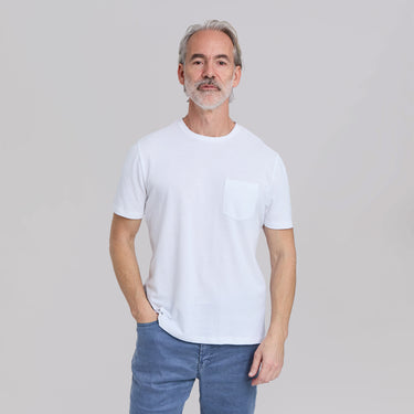 The Ellison - Stretch Oxford Pocket Tee - White