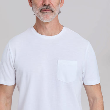 The Ellison - Stretch Oxford Pocket Tee - White