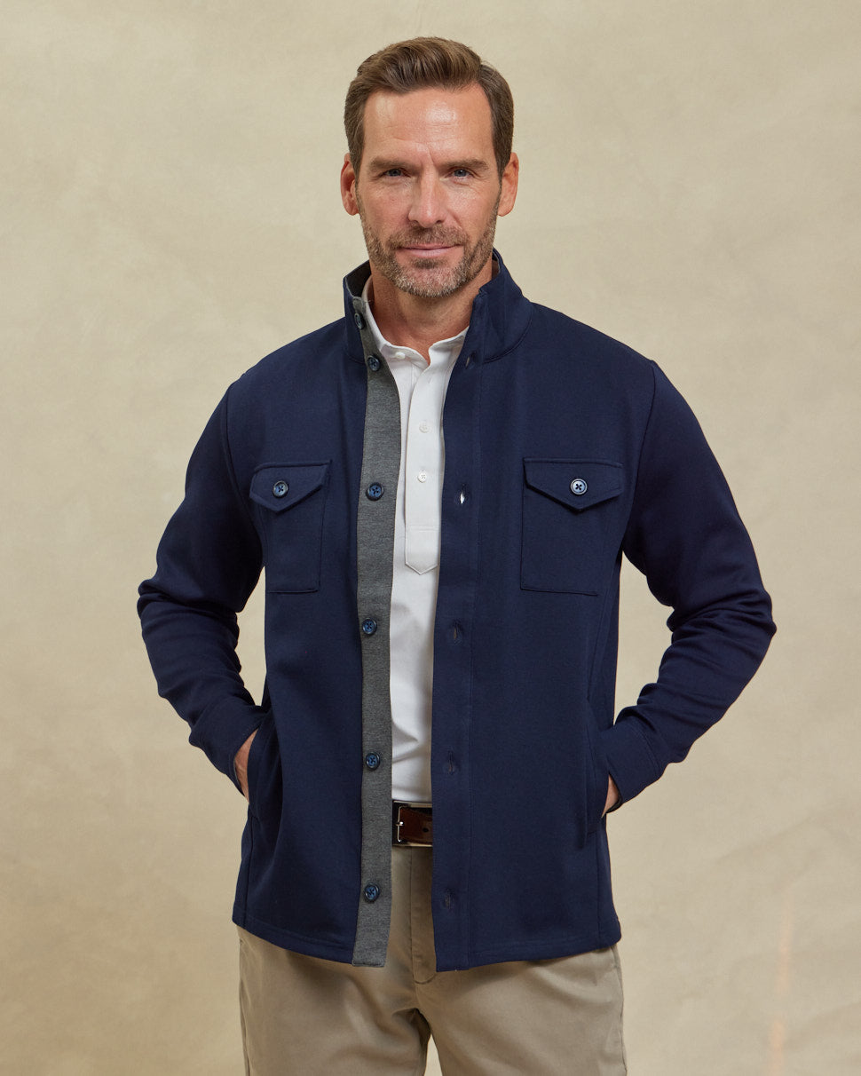 The Gavin - Scuba Shirt Jacket - Navy/Charcoal