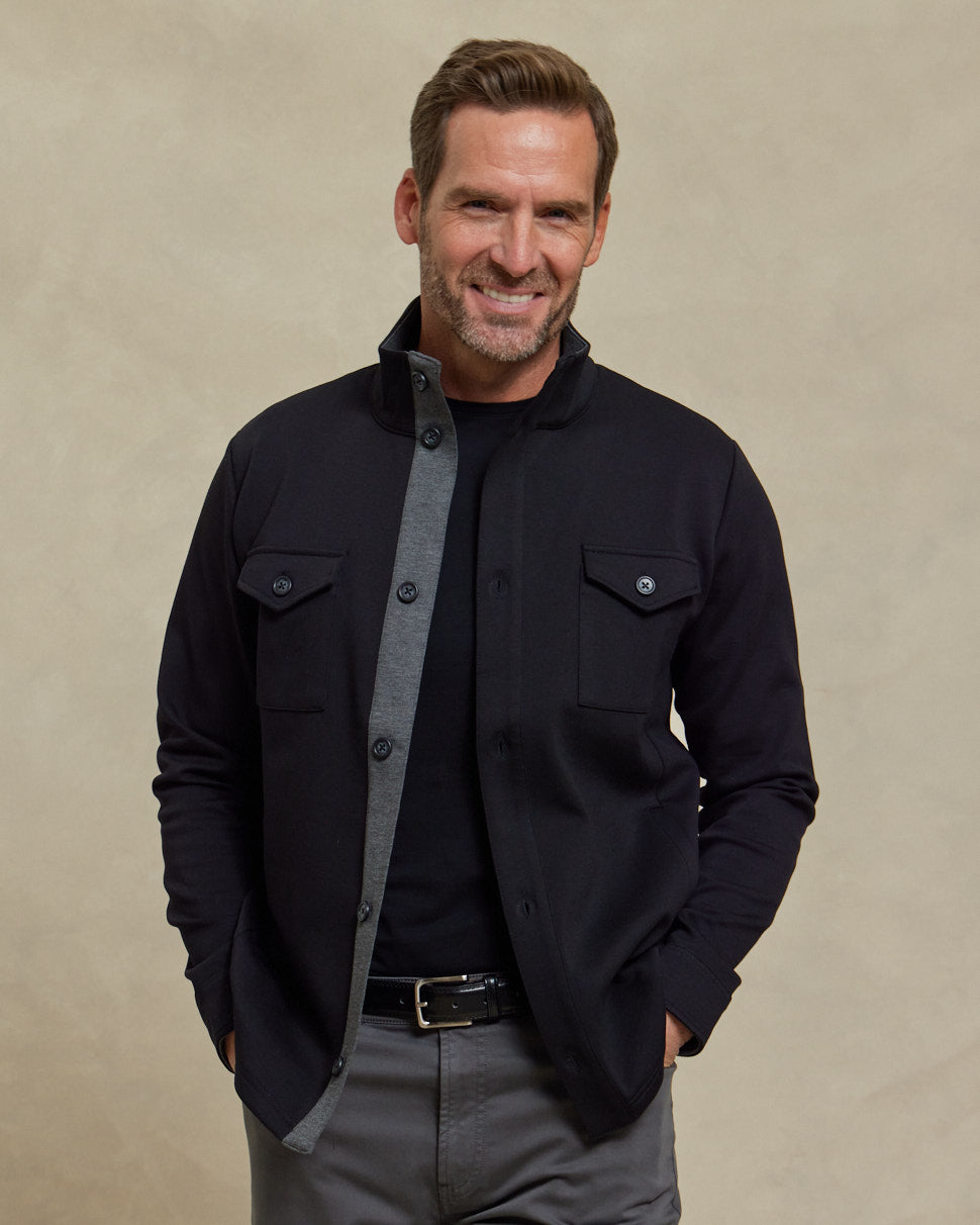 The Gavin - Scuba Shirt Jacket - Black/Charcoal