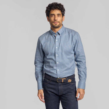 The Flannery - Cotton / Flannel Button Down - Navy Mini Check