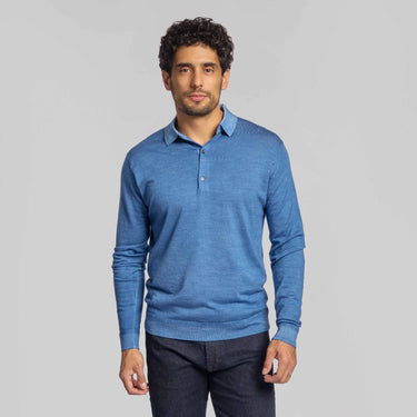 The Harrison - LS Lightweight MERINOmax Polo - Denim