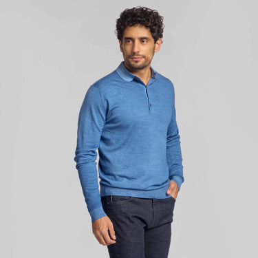 The Harrison - LS Lightweight MERINOmax Polo - Denim