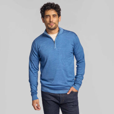 The Archer - LS Lightweight MERINOmax 1/4 Zip Sweater - Denim