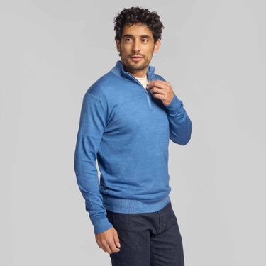 The Archer - LS Lightweight MERINOmax 1/4 Zip Sweater - Denim
