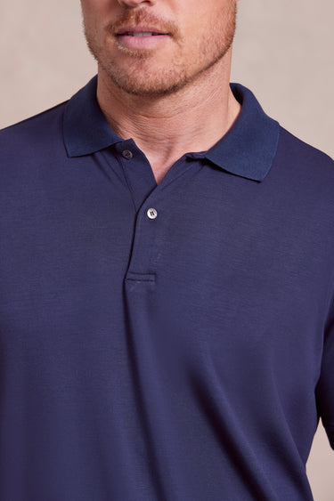 The Holden - Sand Washed Double Knit SS Polo - Navy