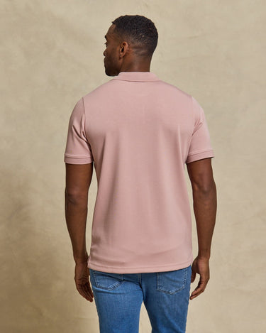 The Holden - Sand Washed Double Knit SS Polo - Powder Pink