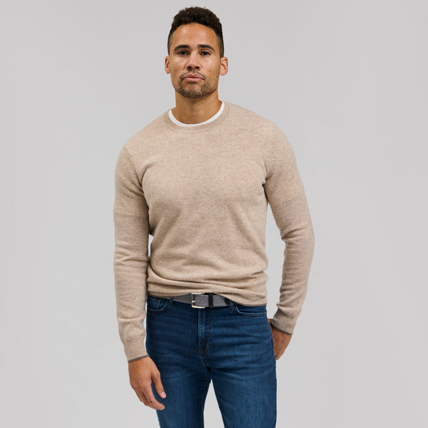 トップス WIDE DAD SUPER WIDE CASHMERE CREW NECK The Walker - Cashmere Crew Neck Sweater w/Tipping - Oatmeal