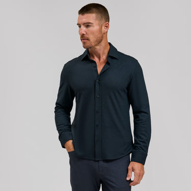The Claude - Heather Tech Button Down - Cedar