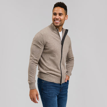 The Rafael -  Merino / Cashmere Full Zip - Tan