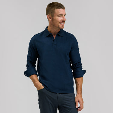 The Braden - Tech Wool Long Sleeve Polo - Navy