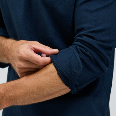 The Braden - Tech Wool Long Sleeve Polo - Navy