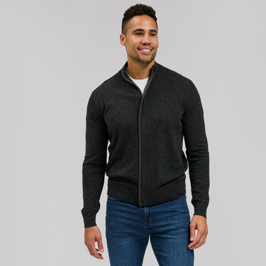 The Rafael -  Merino / Cashmere Full Zip - Charcoal