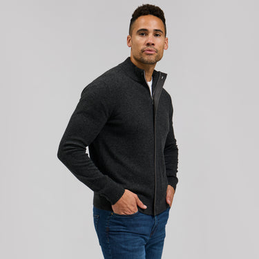 The Rafael -  Merino / Cashmere Full Zip - Charcoal