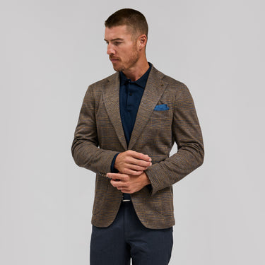 The West - Italian Jersey Knit Soft Jacket - Gold/Navy Houndstooth - Rye 51