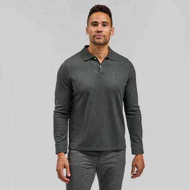 The Braden - Tech Wool Long Sleeve Polo - Cedar