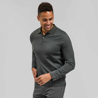 The Braden - Tech Wool Long Sleeve Polo - Cedar