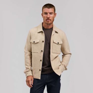 The Casper -  Wool Blend Scuba Shirt Jacket - Sandstone