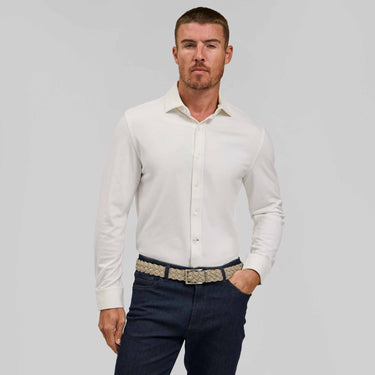 The Claude - Heather Tech Button Down - White
