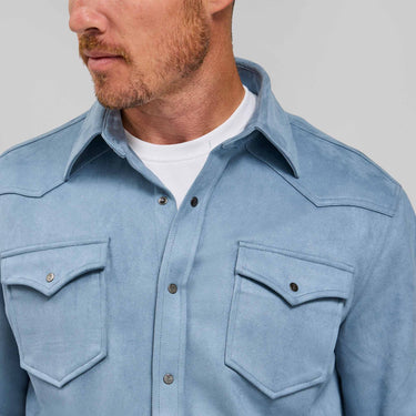 The Wyatt - Microsuede Shirt Jacket - Sky Blue