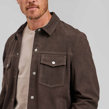 The Strauss - Suede Trucker Jacket - Chocolate Brown