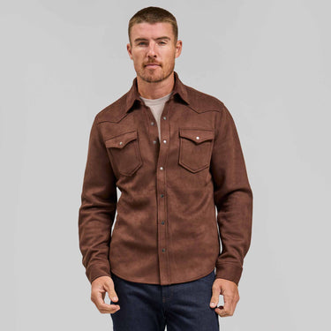 The Wyatt - Microsuede Shirt Jacket - Chestnut