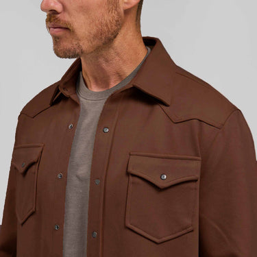 The Wyatt - Microsuede Shirt Jacket - Chestnut
