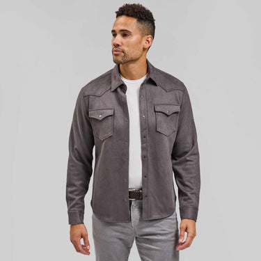 The Wyatt - Microsuede Shirt Jacket - Smoke