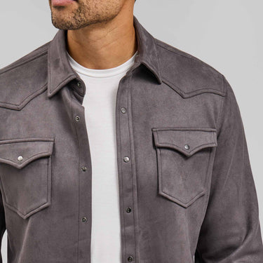 The Wyatt - Microsuede Shirt Jacket - Smoke